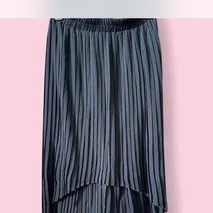 Lush Charcoal Gray Pleated High-Low Skirt